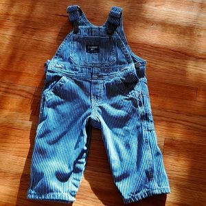 9M OshKosh railroad striped overalls
